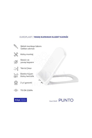 Punto Duroplast Kare Yavaş Kapanan Klozet Kapağı
