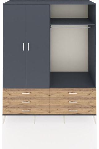 Kronos Gardrop 4 Raflı 6 Çekmeceli 2 Askılı 176x59x221 Antrasit-antrasit/çam Antrasit/çam
