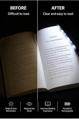 Lexroo Led Kitap Okuma Işığı, Kitap Arasına Yerleştirilebilir İnce Okuma Lambası Çok Renkli
