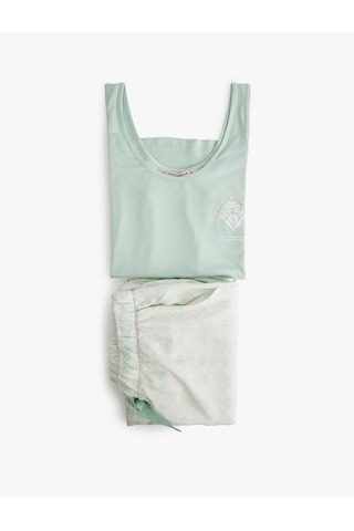 Koton Viskon U Yaka Kolsuz Geniş Paça Pijama Takımı Çiçek Desenli 5slk50026mw Çiçek Desenli Çok Renkli