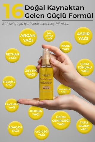 Naturix Keratin Ve Argan Yağlı Onarıcı Saç Bakım Yağı 100 ML