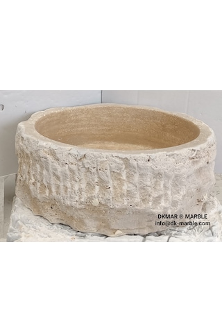 DkMar Traverten Kütük Lavabo
