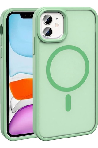 Apple Uyumlu iPhone 12 Pro Kılıf M-safe Şarj Özellikli Mat Arka Yüzey Zore Sio Kapak Light Green