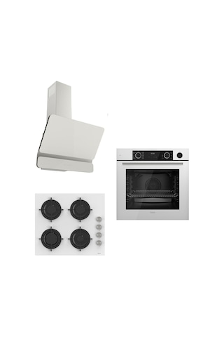 Ferre Steamart CS Serisi Lux XE64CB - CS206 - D081 Beyaz Ankastre Set