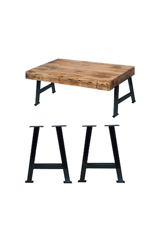 CVTdesign Metal Sehpa Ayakları Ahşap Masif Kütük Orta Sehpa Ayağı Ayak Seti