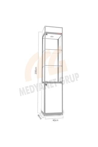 Camlı Vitrin - Camlı Dolap - Camlı Koleksiyon Vitrini 200X40X40 (528140553) Gri