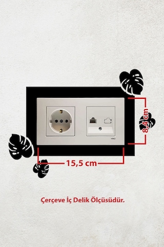 Yaprak Tasarım 2li Priz Çerçevesi İç Ölçü 15,5x8,4 Cm 2li Dekoratif Priz Çerçeve