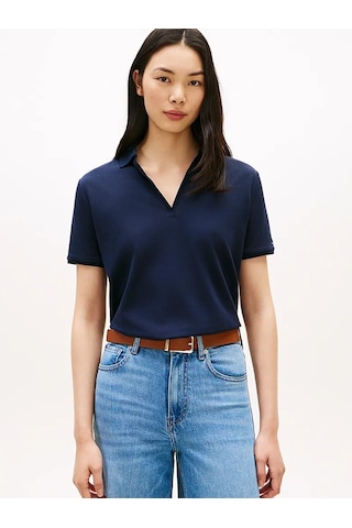 Tommy Hilfiger Lyocell Pıque Open-nk Ss Polo Kadın Mavi Polo - Ww0ww48720