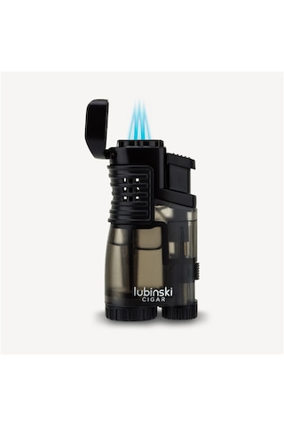 Lubinski 3 Torch Çakmak ve Kesici Puro Seti Siyah