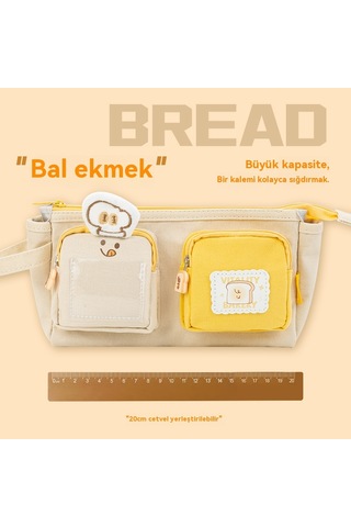 Sevimli Büyük Kapasiteli Kalem Kutusu Ekmek Haki