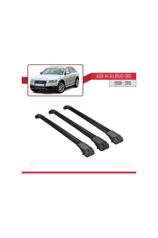 Audi A4 B8 Allroad 2008-2015 Arası İle Uyumlu Ace-1 Ara Atkı Tavan Barı Siyah 3 Adet Bar