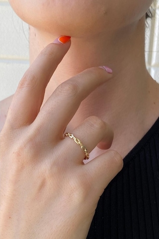 Zümrüt Sarraf 14 Ayar Yeşil Altın Kadın Minimal Zincir Yüzük 553891704