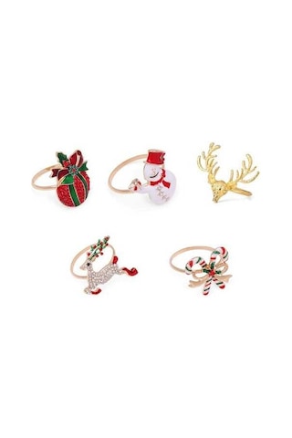 Pazly Noel Şükran Günü Metal Peçete Halkaları - Eşsiz Tasarımlı, Premium Çinko Alaşımı, Yeniden Kullanılabilir, Zarif Masa Dekorasyonu İçin Mükemmel 1