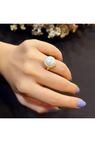 Stela Desgın İnci Gümüş Yüzük Sarı