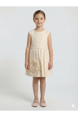 Xo Kids Kız Çocuk Elbise + Bolero 6-9 Yaş 52124 Bej
