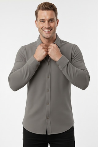Deepsea Toprak Slim Fit Örme Kumaş Likralı Erkek Gömlek Nefes Alan Esnek Ve Modern Tasarım 2602604 Kahverengi