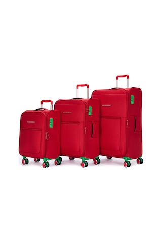 United Colors Of Benetton Ultra Light 3'lü Valiz Seti Büyük - Orta Ve Kabin Boy Kırmızı Bnt2800