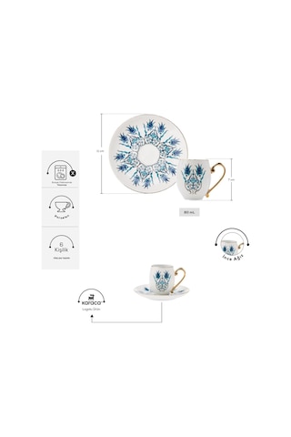 Iznik 6 Kişilik Kahve Fincanı Çok Renkli