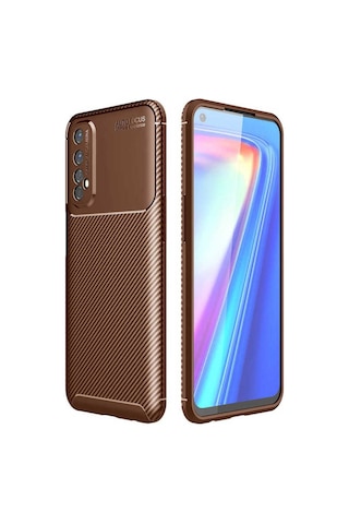 Realme 7 Kılıf Zore Negro Silikon Kapak Kahverengi