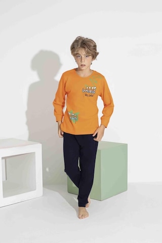Aykıds Erkek Çocuk Baskılı Uzun Kollu Pijama Takımı Mevsimlik 74111-y Turuncu