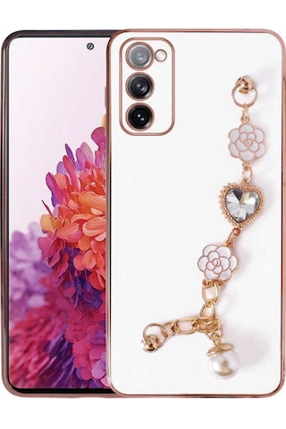 Galaxy S20 Fe Kılıf El Tutamaçlı Kamera Korumalı Zore Taka Silikon Kapak Beyaz