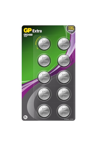Gp Batteries Extra Cr2450 Lityum Düğme Pil, 3 Volt, 10'lu Kart