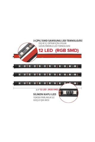 4 Parçalı Uzaktan Kumandalı Araç Içi Ayak Altı Ledi Atmosfer Işık