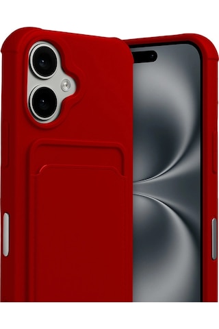 Apple, Uyumlu iPhone 17 Kelvin Kartvizitli Silikon Kırmızı
