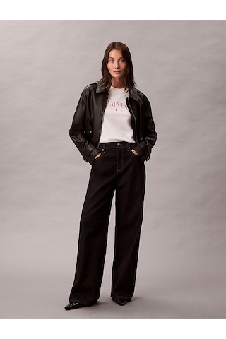 Calvin Klein Kadın Normal Kalıp Yuvarlak Yakalı Pamuklu Kısa Kollu Beyaz T-shirt Lv047e813g-ybh-12825 Beyaz