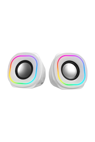 Mikado Md-180 2.0 3w 2 Beyaz Rgb Aydınlatmalı Usb + 3.5mm Usb 5v Speaker Hoparlör