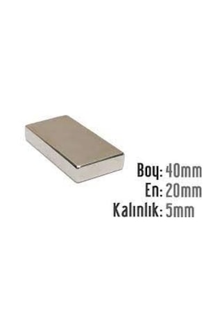 Neodyum Mıknatıs 40x20x5 Mm 5 Adet