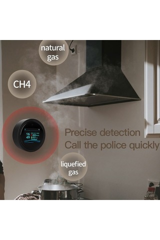 Trendooze Tuya Akıllı Wifi Gaz Dedektörü - Renkli Lcd Ekranlı, Ev Ve Banyo Kullanımı İçin Siyah Siyah