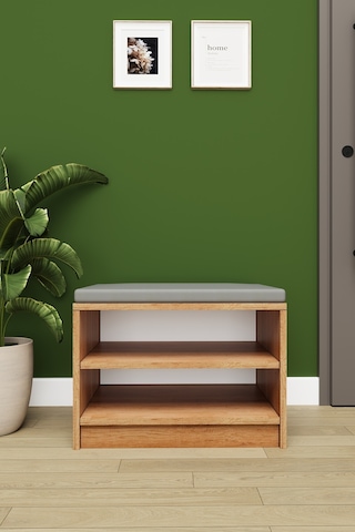 Asra Trend Puflu Ayakkabılık PUF02 %100 MDF 2 Raflı Oturaklı Antre Düzenleyici Petra
