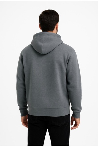 Axxel Erkek Gri Fermuarlı Kapüşonlu Sweatshirt-w590 Gri 3 İplik Şardonlu