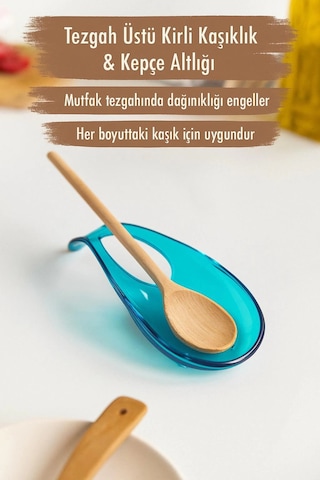 Akrilik Aquamarin Tezgah Üstü Kirli Kaşıklık & Kepçe Altlığı Çok Renkli