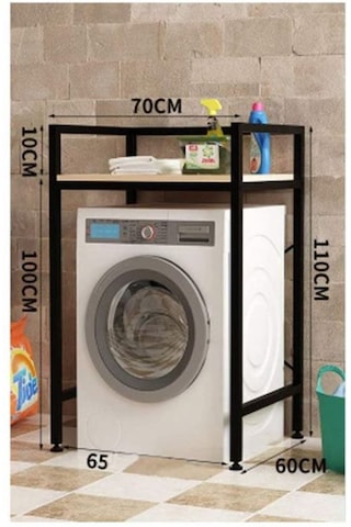 Umutpark Metal Ayaklı Çamaşır Makinası Üstü Raf. Siyah