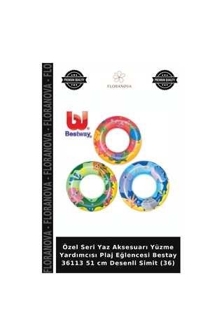 Özel Seri Yaz Aksesuarı Yüzme Yardımcısı Plaj Eğlencesi Bestay 36113 51 Cm Desenli Simit 36 Çok Renkli