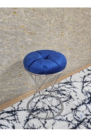 Yuvarlak Krom Kaplama Puf Oturak - Bench - Ayak Ucu Oturak - Tabu Çok Renki