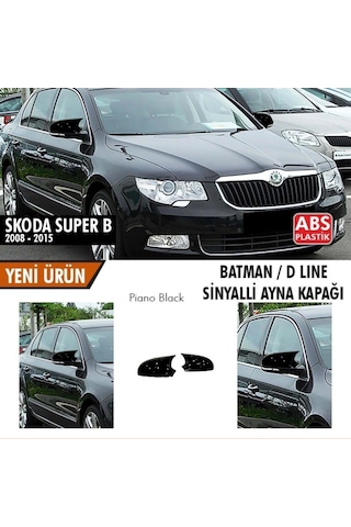 Skoda Superb B6 Sinyalli 2008-2015 Batman Yarasa Ayna Kapağıı Piano Black Plastikk