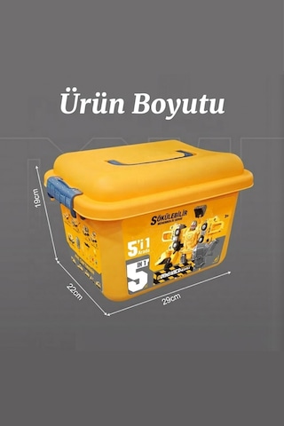 5 İn 1 Dönüşen Robot İş Makineleri Seti - Sök Tak Parçalanabilir Eğitici Oyuncak 51 Parça
