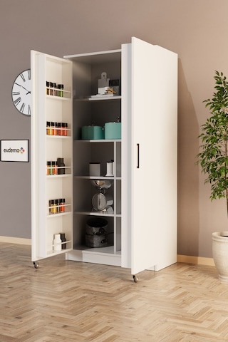 Evdemo Eva 2 Kapaklı Erzak Kiler Dolabı Beyaz