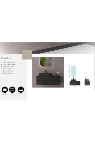 Evros Eva 110 Cm Banyo Dolabı Siyah