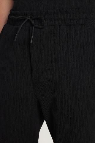 Tudors Erkek Oversize Geniş Kesim Bisiklet Yaka Gofre Kumaş Beli Bağcıklı Siyah Şort Takım-35705 Siyah