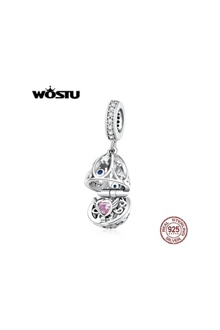 Wostu Paskalya Hollow Yumurta Açılabilir Charms 100% 925 Ayar Gümüş Fit Bilezik Kolye Zirkon Boncuk Gümüş