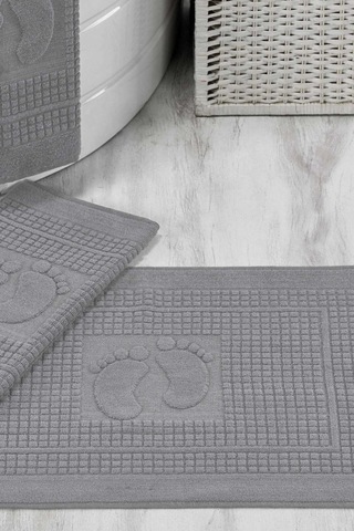 3 Lü Banyo Ayak Havlusu %100 Pamuklu 50x70 Cm Açık Gri Renkli