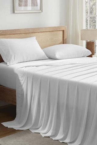 Evlen Home Çarşaf Seti Çift Kişilik Pamuklu 3 Parça 240x260 Cm Alvaro Yastık Kılıflı Otel Çarşaf Beyaz