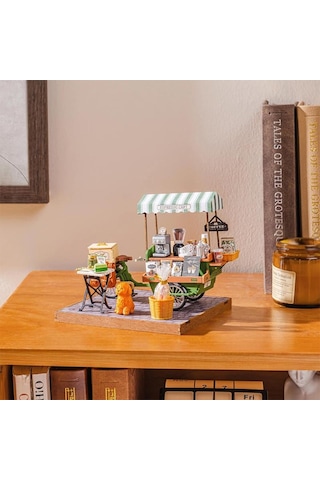 Rolife Dg182 Kahve Arabası Aromatic Coffee Dıy Minyatür Maket Model Seti Ahşap 3d Wooden Puzzle 3d Model Kit Detaylı Dekoratif Hobi Seti Ahşap Maket