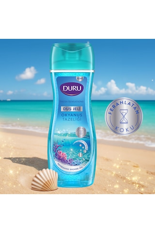 Duru Fresh Sensations Okyanus Ferahlığı Duş Jeli 3 x 450 ML + Lif