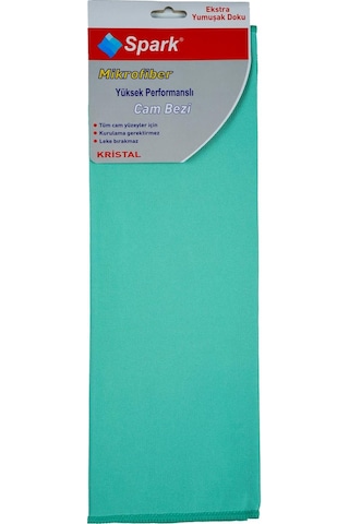 12 Adet Spark Kristal Mikrofiber Cam Silme Bezi Ve Genel Temizlik & Kurulama Bezi 40x40 Cm. Yeşil