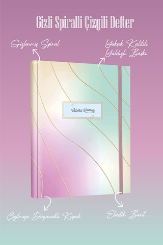 Gizli Spiralli Defter Sert Kapak 192 Sayfa 96 Yaprak 17x24 Cm 90gr. Çizgili 1156